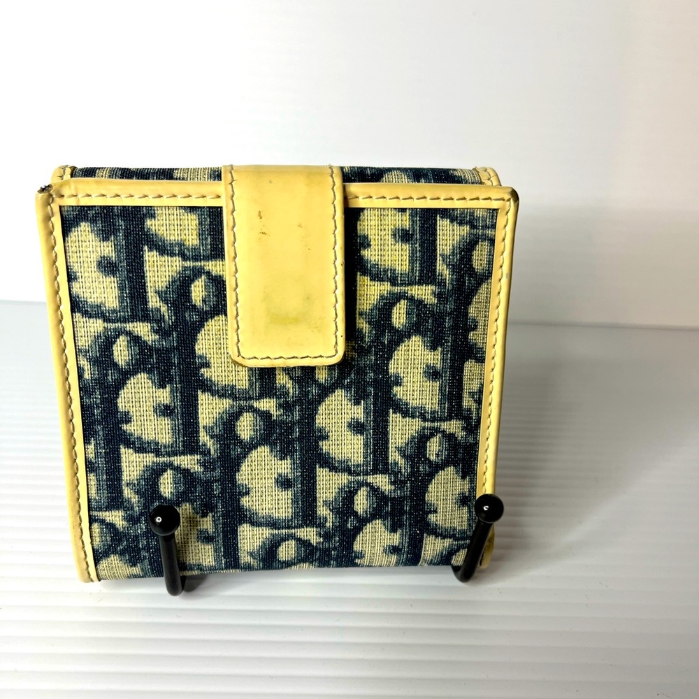 Dior Navy and Beige Monogram Wallet